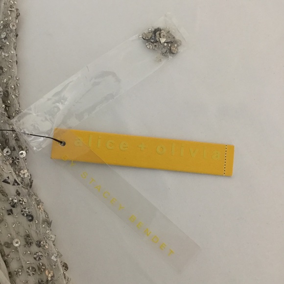 🎉HP🎉 NEW NWT Alice + Olivia Blaire Beaded Metallic Sequins Cocktail Dress SMALL - Picture 10 of 16